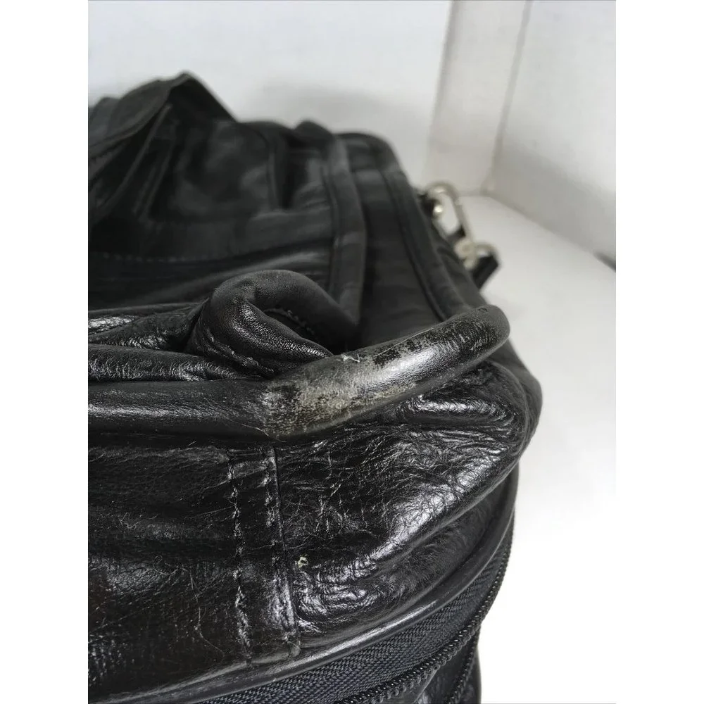 Frye Black Leather Multi Compartment Laptop Briefcase Bag